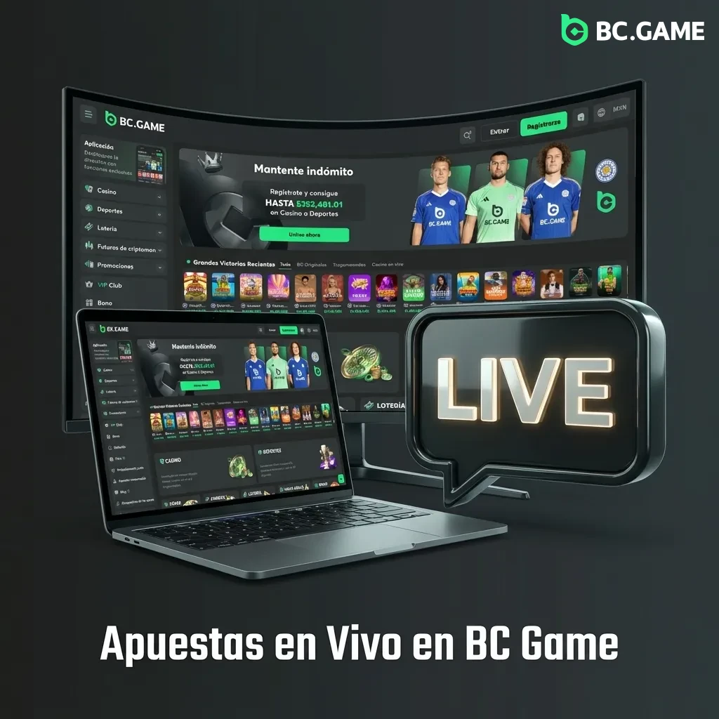 Interfaz de apuestas en vivo de BC Game mostrando cuotas actualizadas en tiempo real para múltiples deportes
