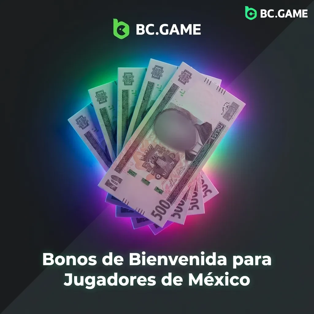 BC Game welcome bonus structure showing 40% match up to $7,500 MXN plus 40 free spins for Mexican players across four deposits