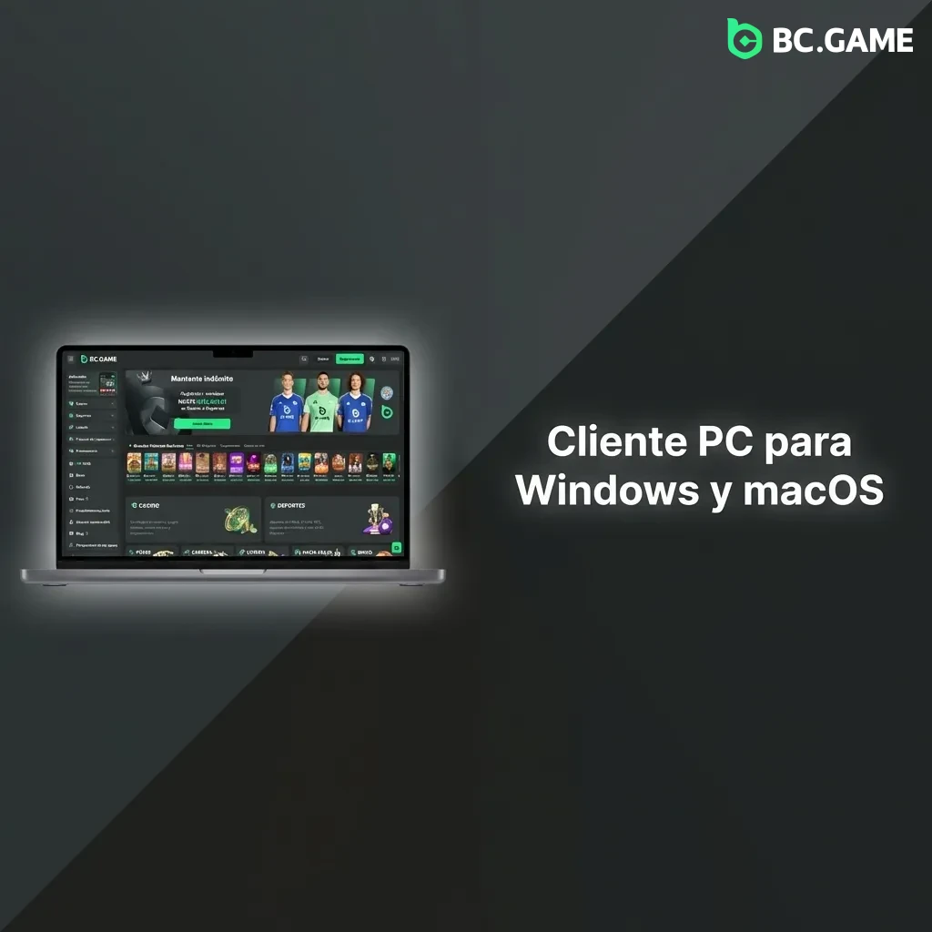 BC Game se accede vía navegador web en Windows y macOS, sin cliente de escritorio dedicado disponible.