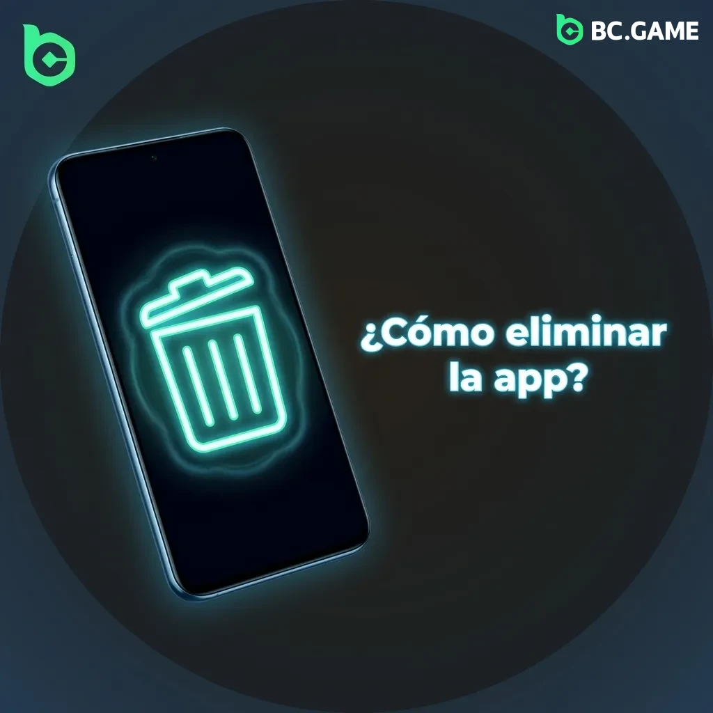Smartphone screen showing BC Game app uninstall process on Android and iOS devices