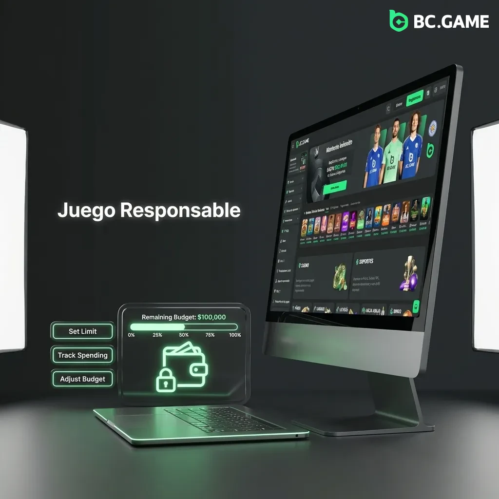 Panel de herramientas de juego responsable de BC Game con opciones de límites de depósito y autoexclusión