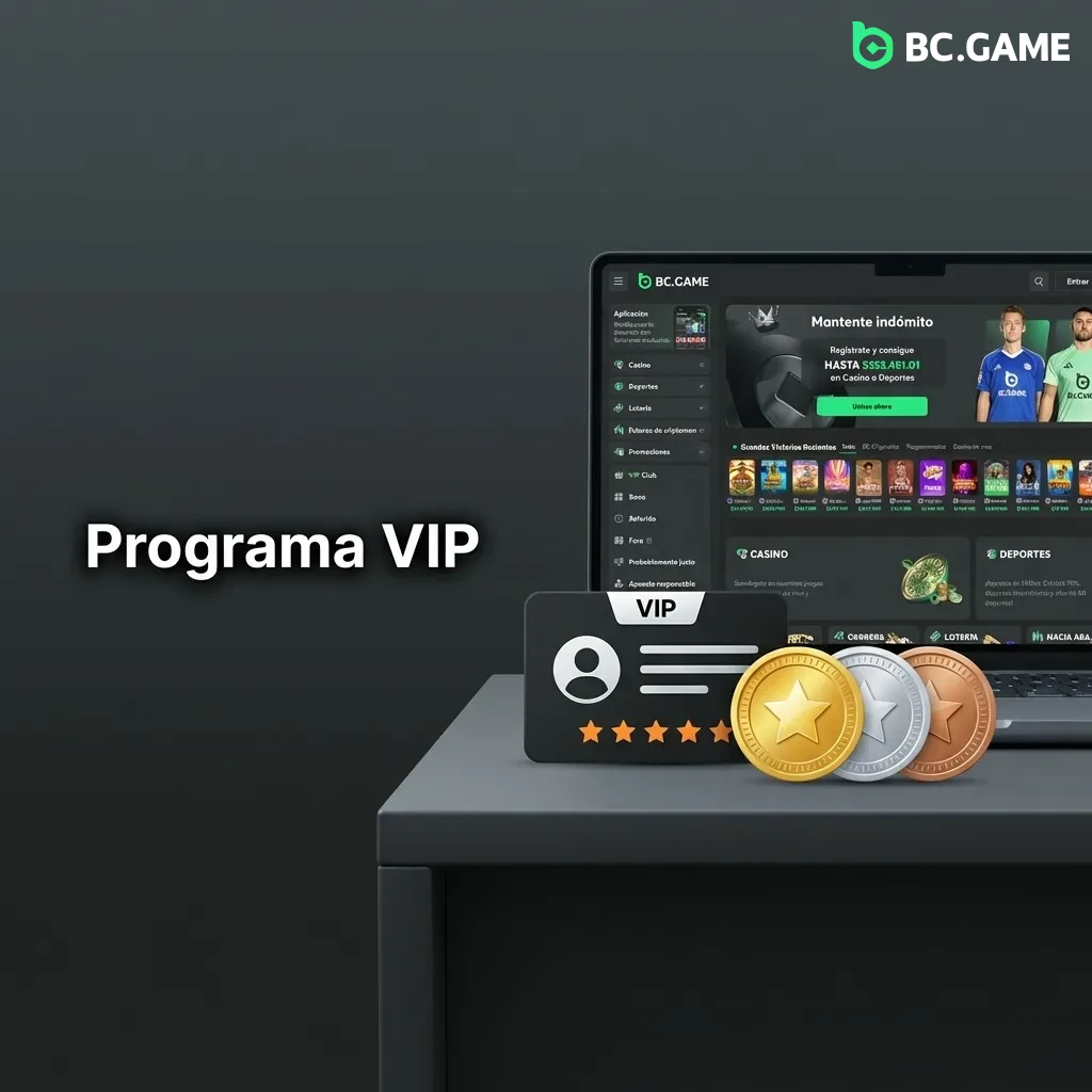 Diagrama de 10 niveles VIP de BC Game mostrando beneficios progresivos desde Bronce hasta Diamante