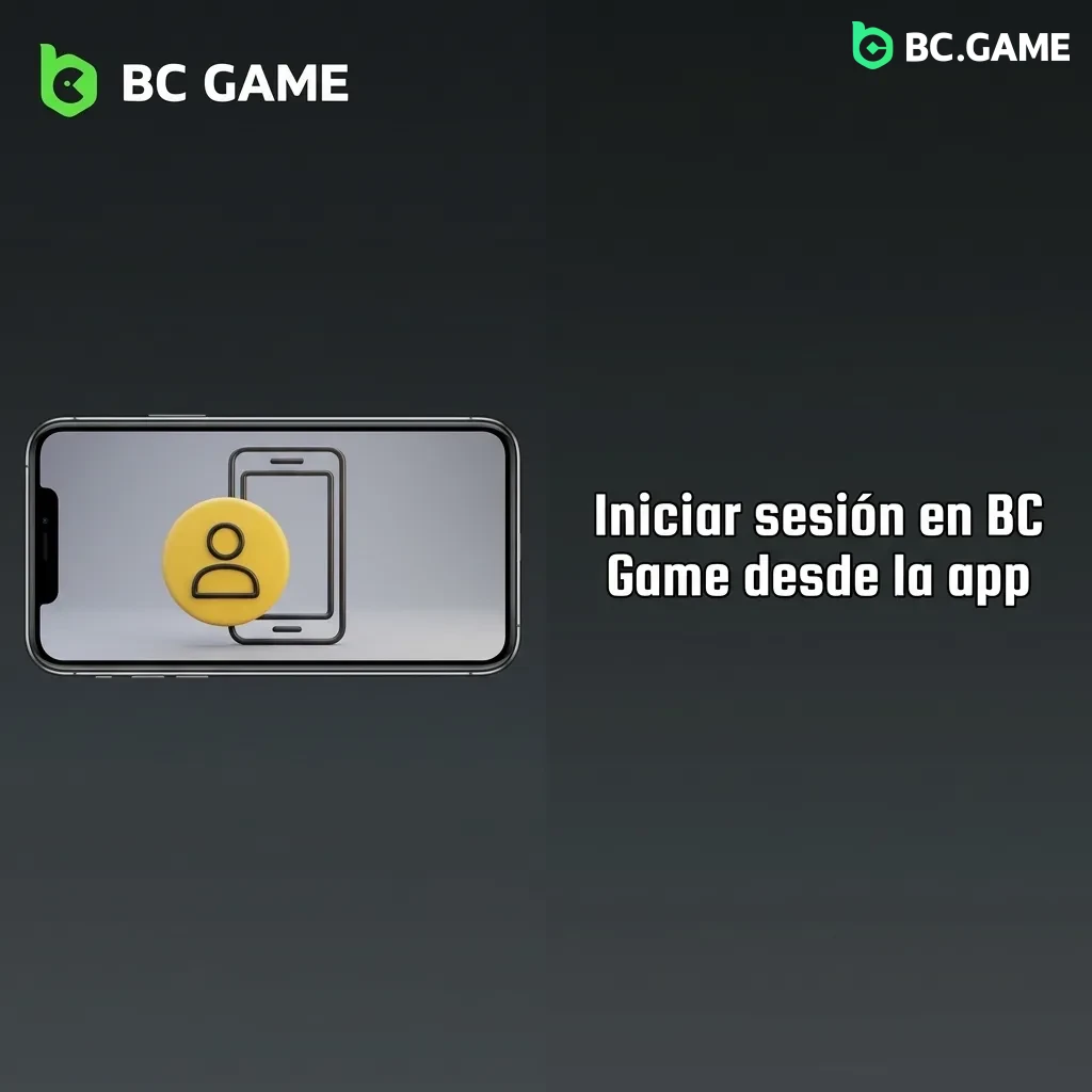 Pantalla de inicio de sesión de BC Game en dispositivo móvil mostrando opciones de autenticación biométrica