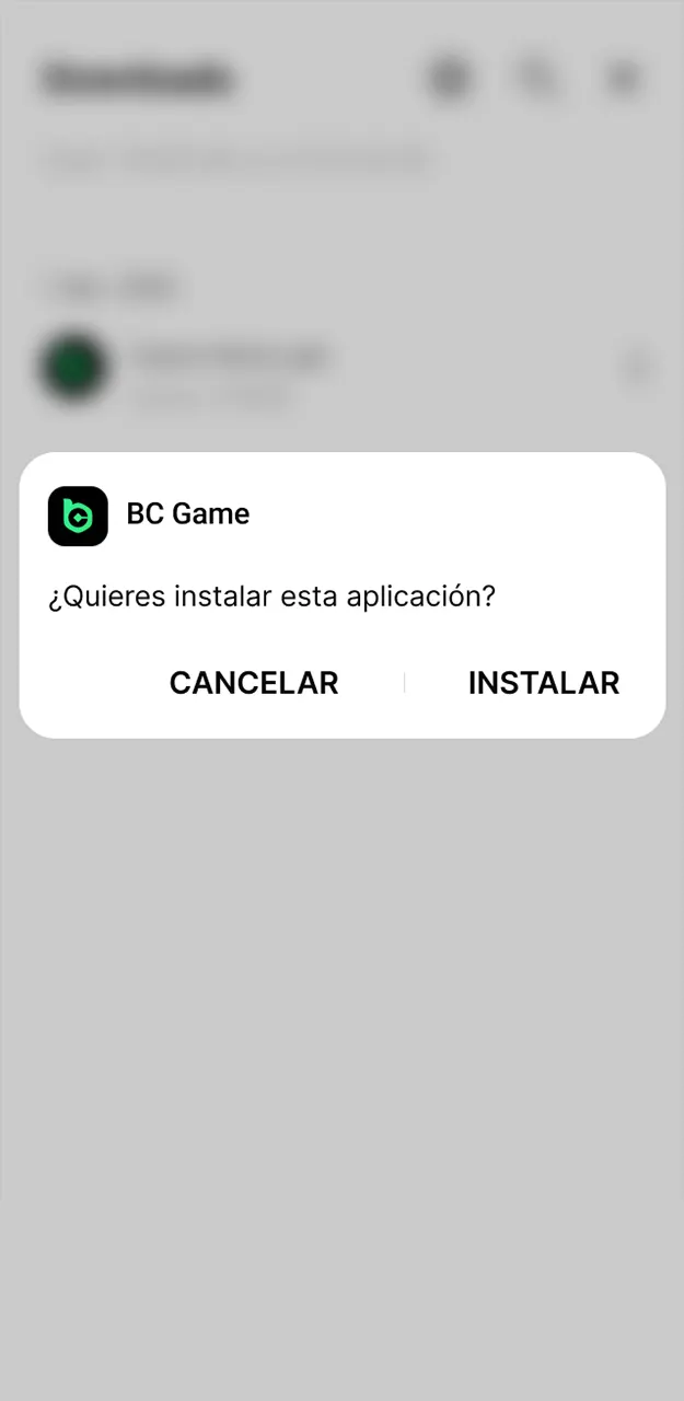 Abra el archivo descargado en su carpeta de descargas y confirma la instalación final de BC Game.