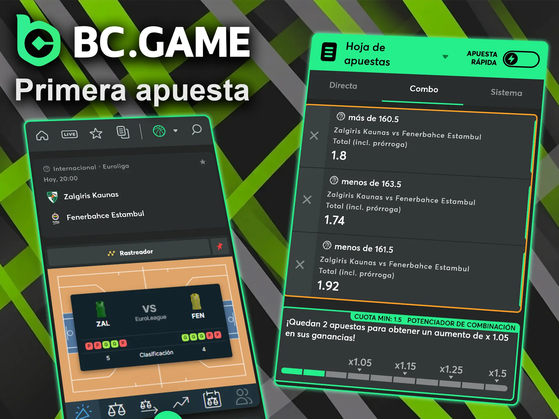 Seleccione su evento deportivo favorito y realiza tu primera apuesta en la app móvil de BC Game.