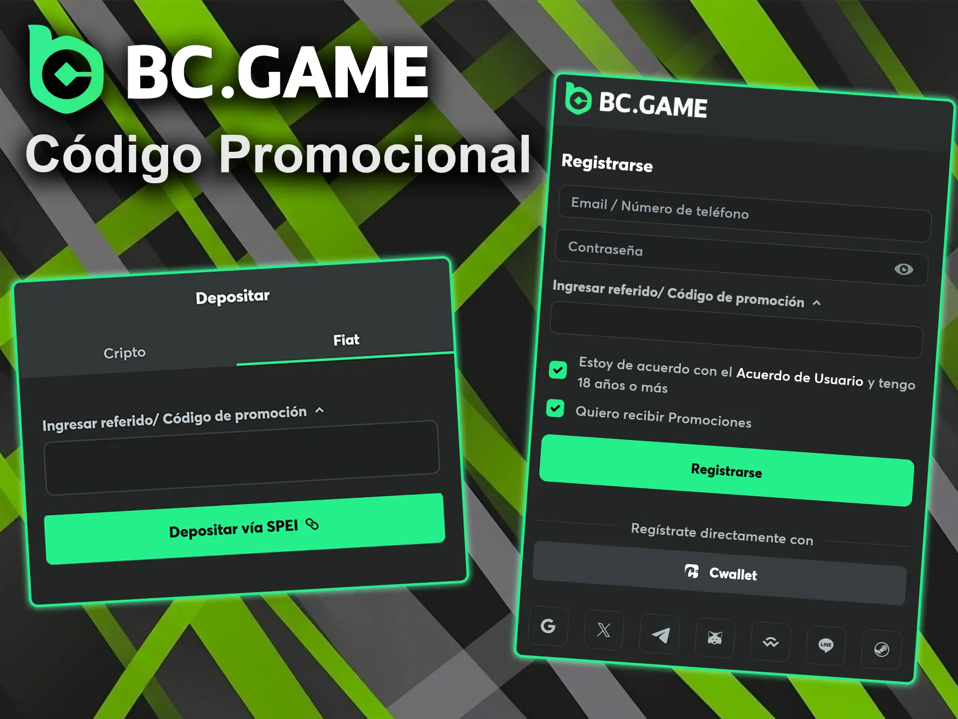 Utilice el campo de bonificación para canjear su código promocional y obtener beneficios extra en BC Game.