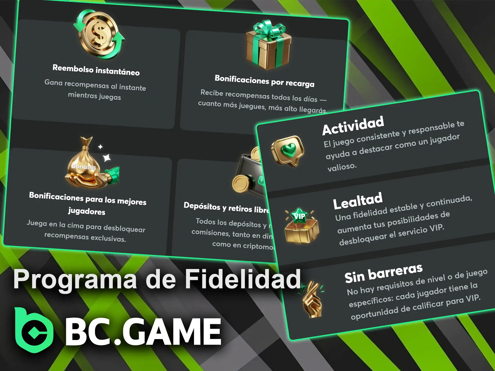 Suba de nivel y obtenga recompensas exclusivas dentro del programa de fidelidad de BC Game.