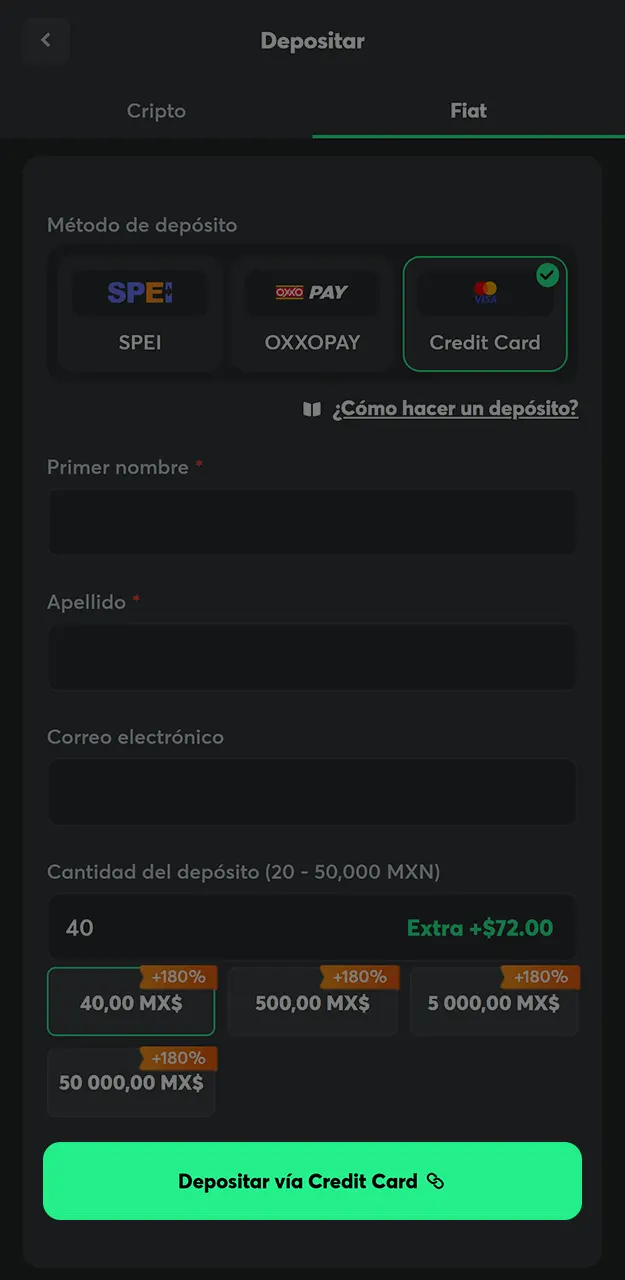 Verifique que todos los datos sean correctos y presione el botón para que completa la transacción en BC Game.