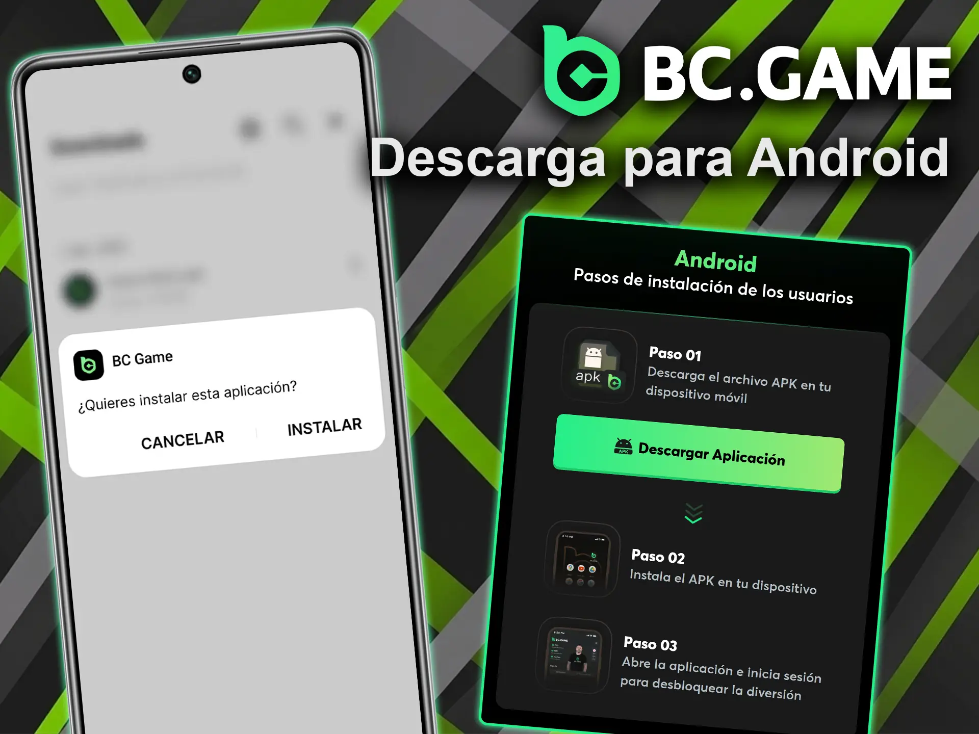 Obtenga el archivo APK con la descarga para Android rápido y ligero desde el sitio de BC Game.