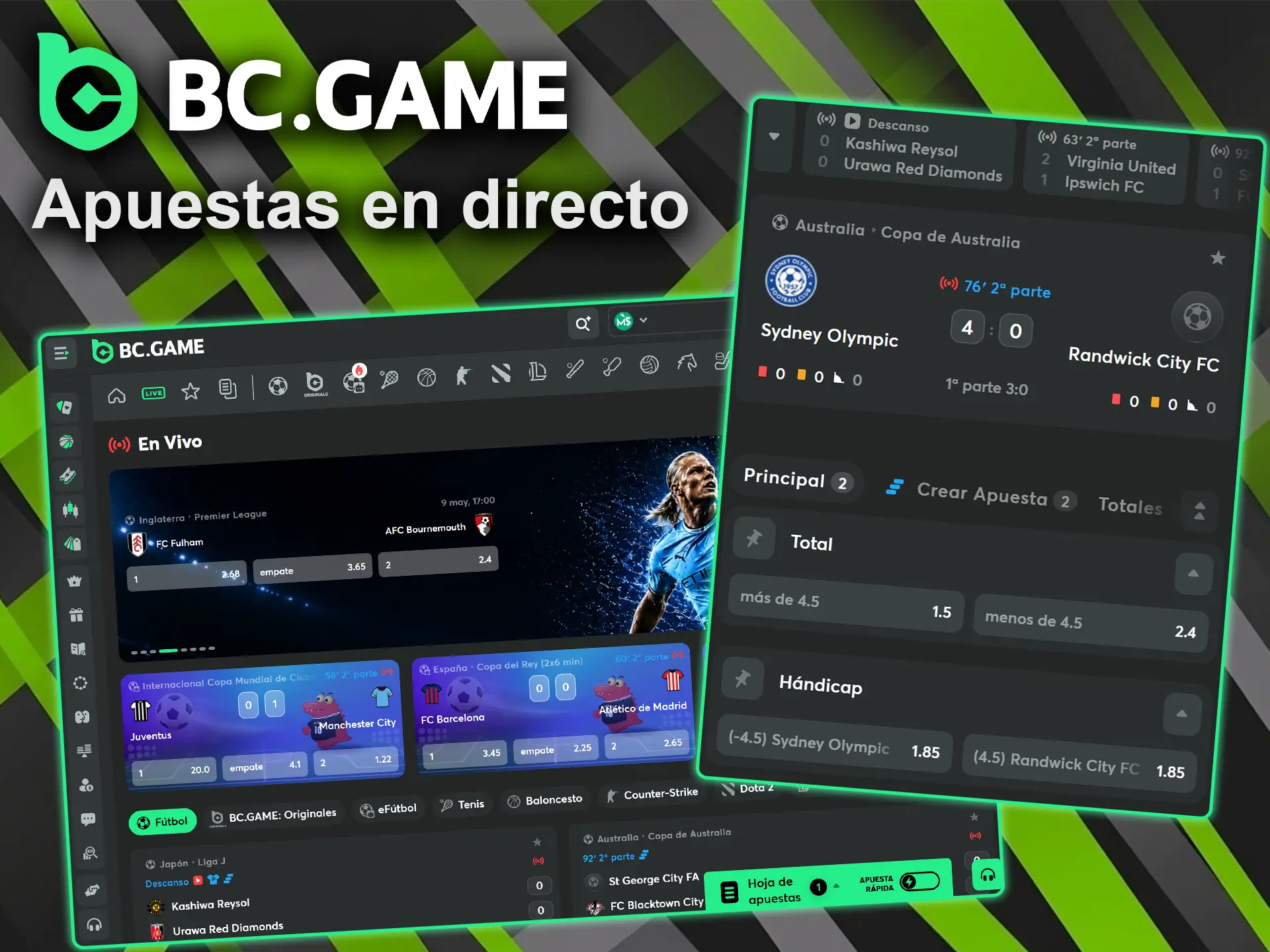 Utilice la sección en vivo para que pueda apuesta al instante mientras ves el juego en BC Game.