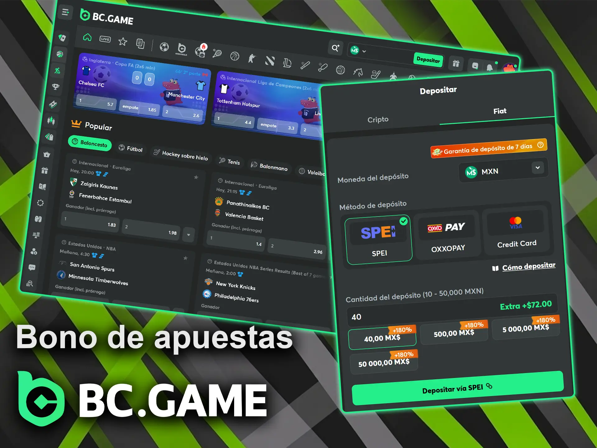 Realice su primer depósito y gana más con el bono de bienvenida para apuestas deportivas de BC Game.