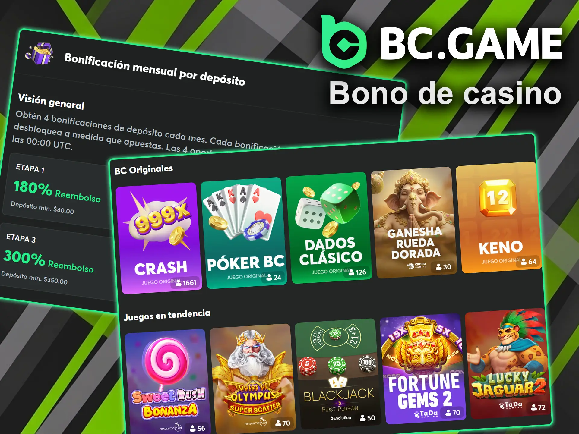 Activa el bono de bienvenida en BC Game realizando un ingreso en tu cuenta.