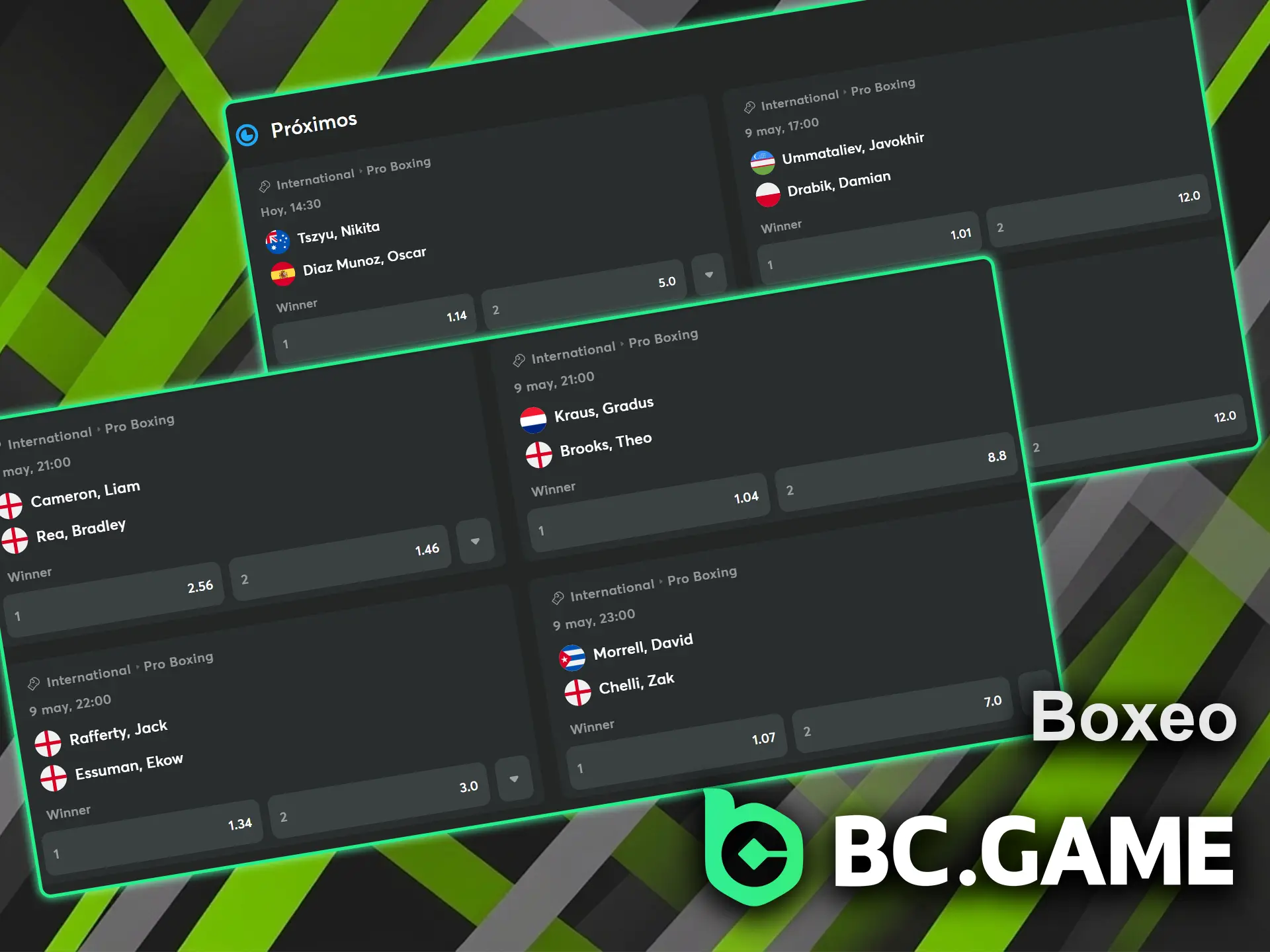 Realice sus pronósticos en las peleas estelares de boxeo y gane con sus campeones en BC Game.