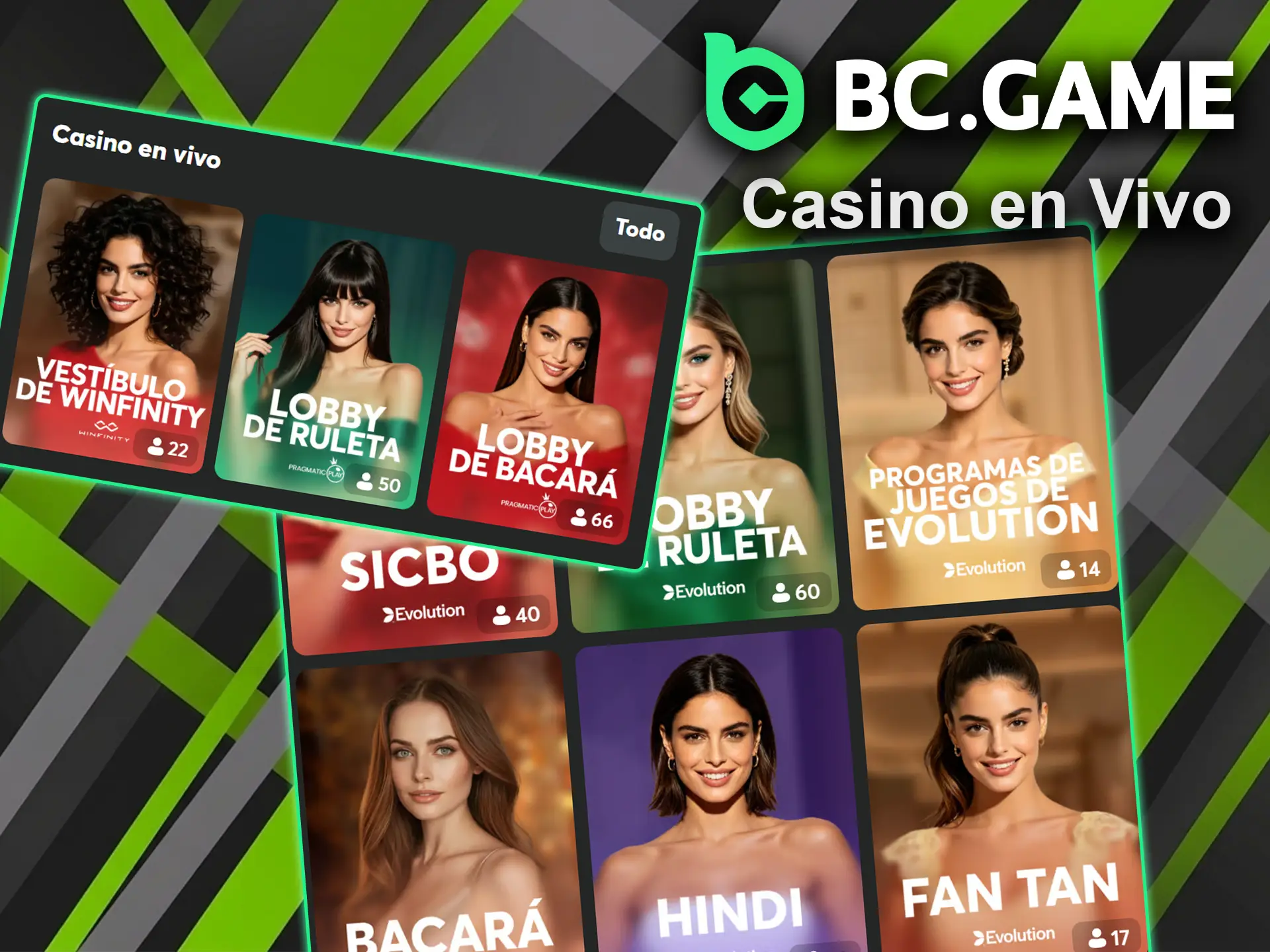 Interactúe con crupieres reales y otros jugadores en las mesas de casino en vivo de BC Game.
