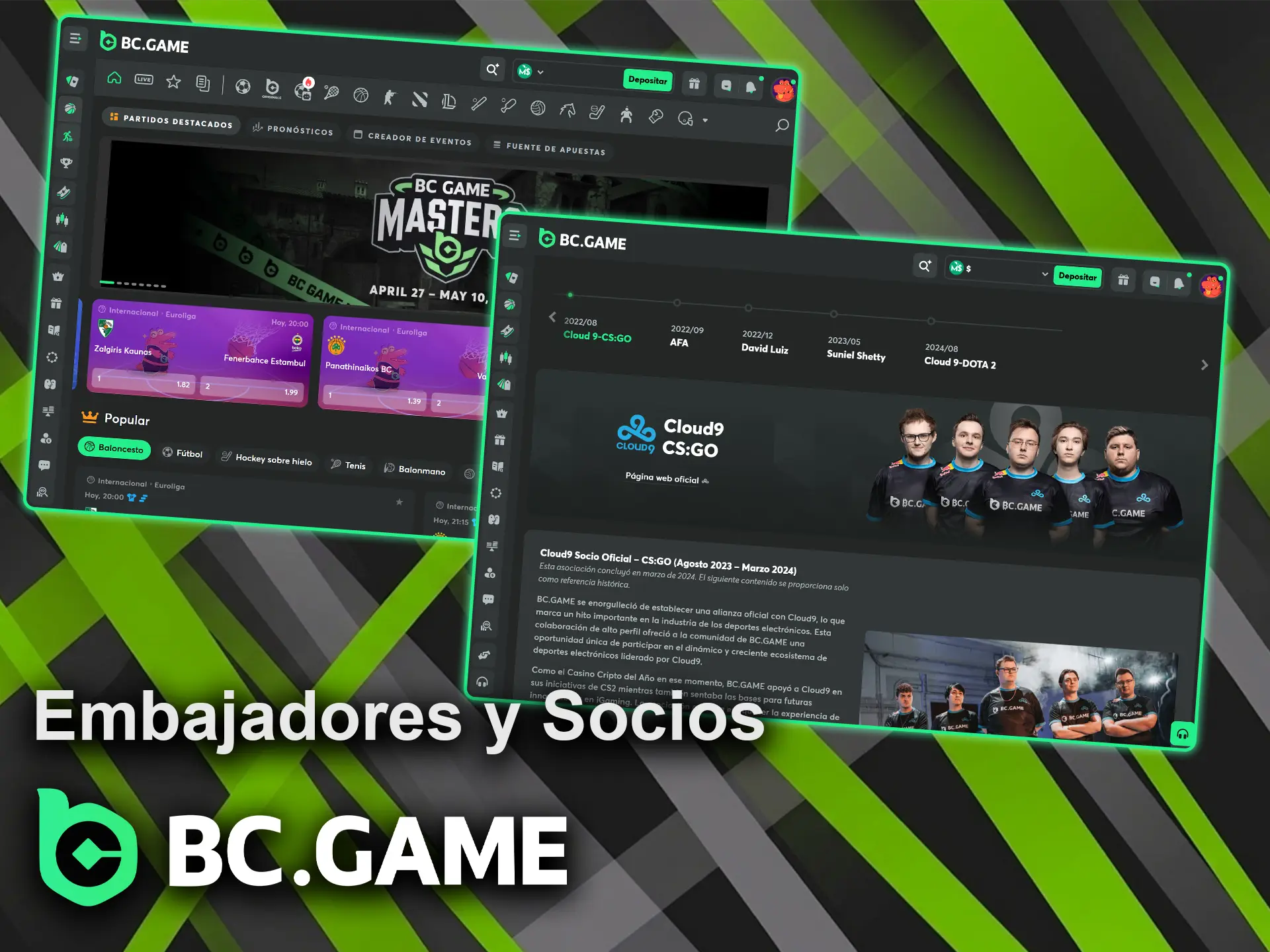 Conoce a los embajadores y socios oficiales de BC Game.