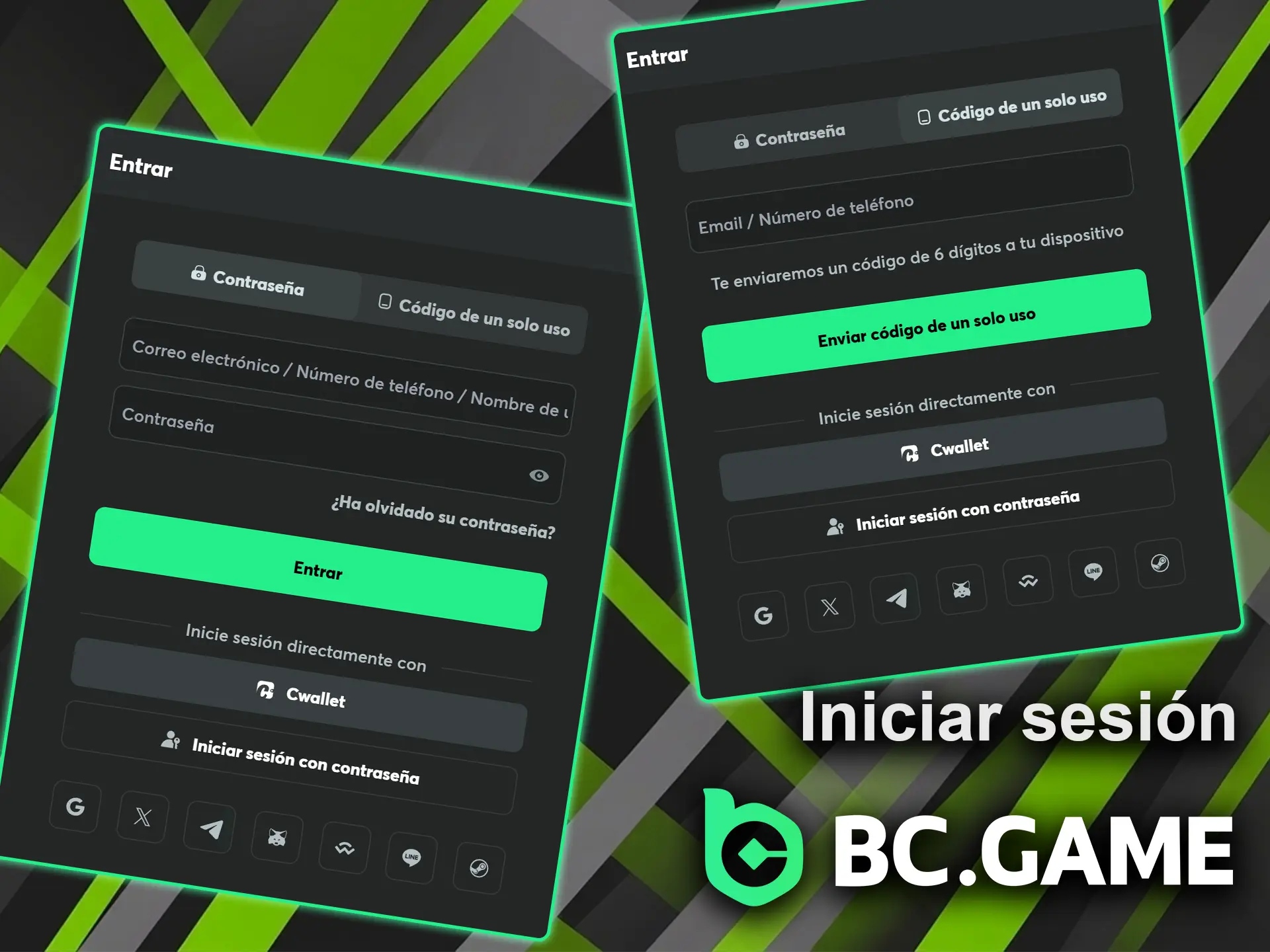 Introduce tus datos para iniciar sesión en tu cuenta y empezar a jugar a tus juegos favoritos en BC Game.