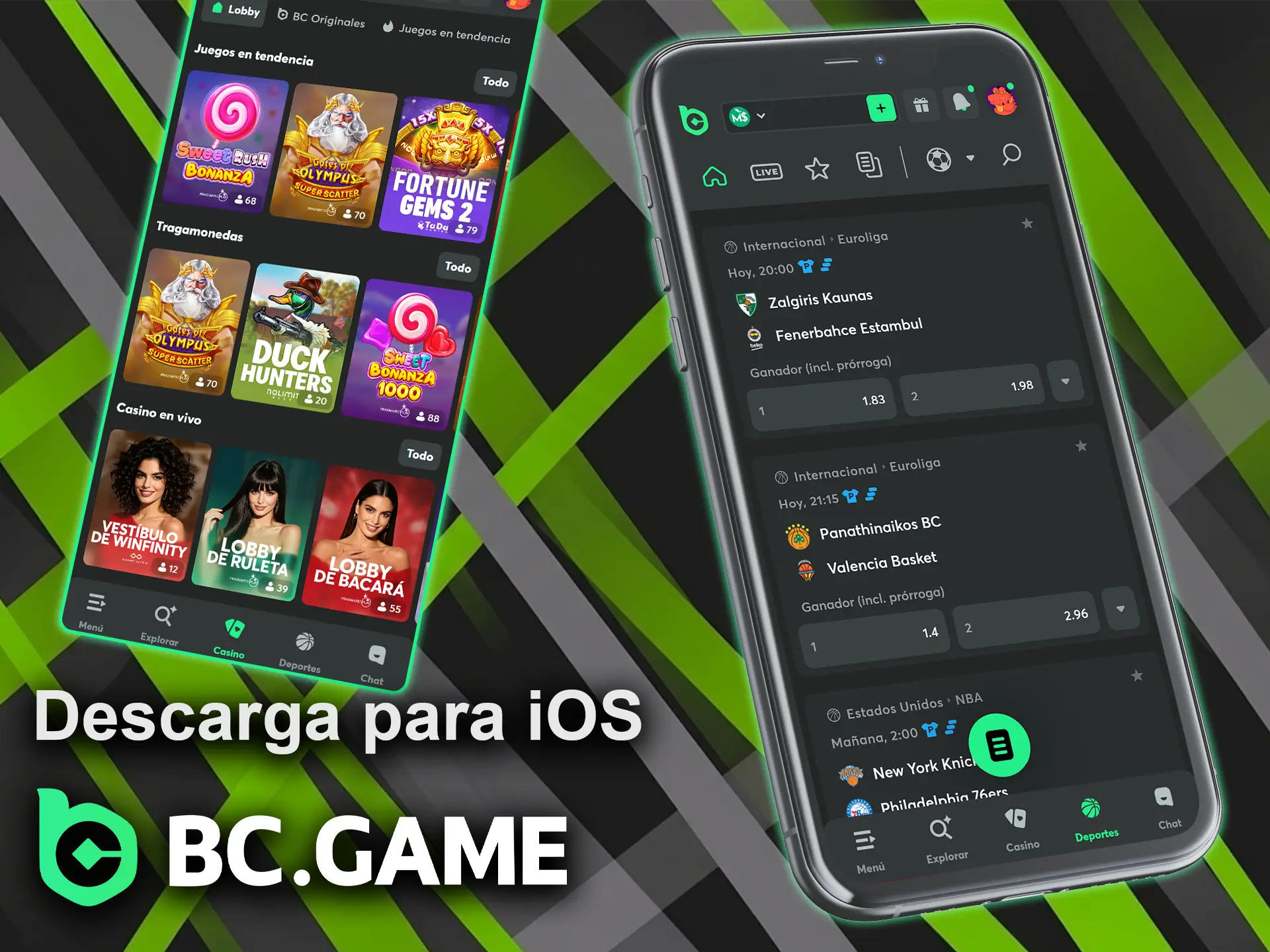 Descarga la práctica aplicación BC Game para iOS.