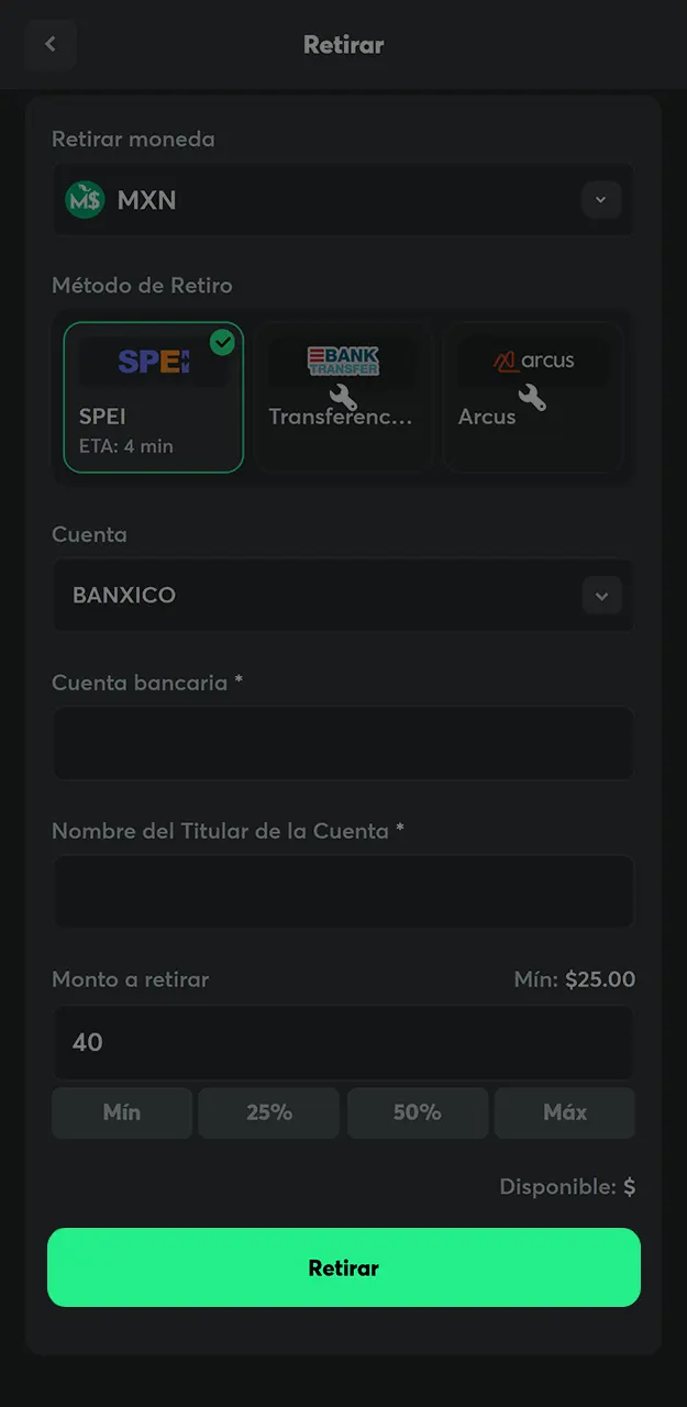 Revise los detalles finales y confirma tu solicitud para iniciar el proceso de pago en BC Game.